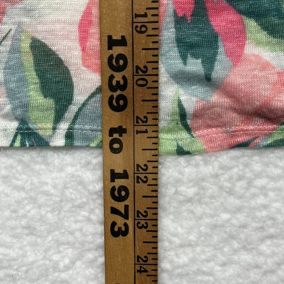 Joie 100% Linen Top Women XL Pink Green Floral Knit Boxy Beachy Popover - Picture 6 of 8